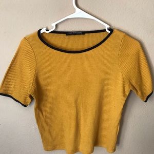 80s mustard ringer tee